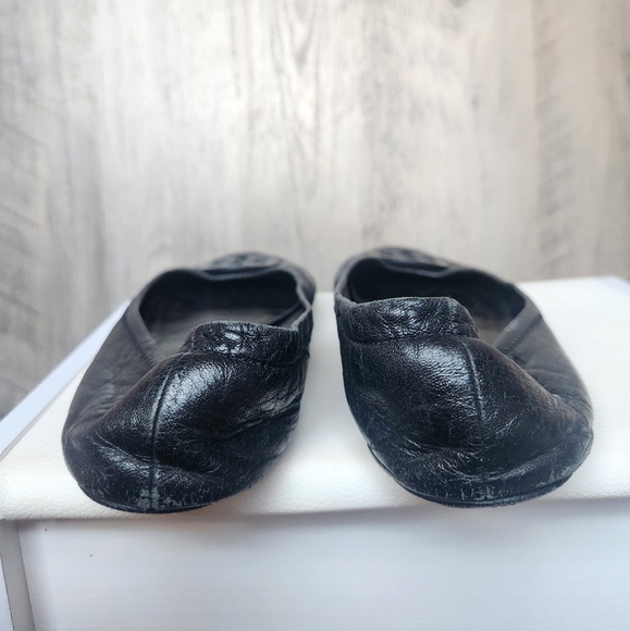 TORY BURCH Black Leather REVA Logo Medallion Ballet Flats Size 9m - Picture 8 of 9
